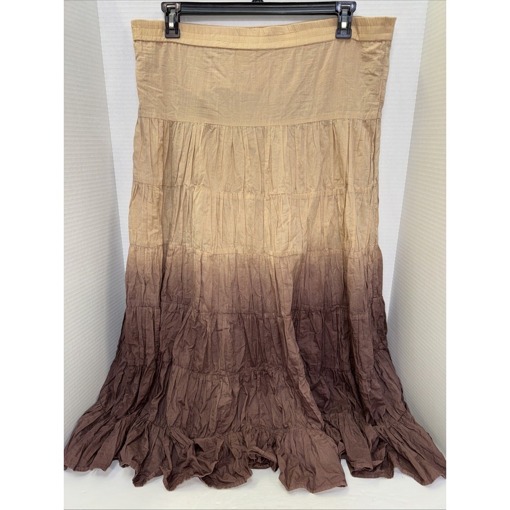 Biographie Skirt Women's Size Medium Brown And Tan Flare Skirt